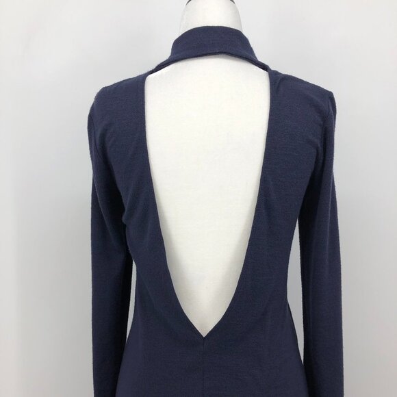 Aritzia Wilfred Free  Navy Blue Moulton Turtleneck sweater dress Open V-Back SP - Picture 7 of 15